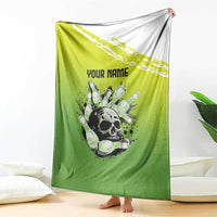 Personalized Skull Bowling Blanket with Neon Green Strike Design - Edgy Bowler Style - Wonder Print Shop