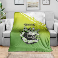 Personalized Skull Bowling Blanket with Neon Green Strike Design - Edgy Bowler Style - Wonder Print Shop