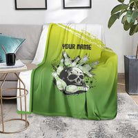 Personalized Skull Bowling Blanket with Neon Green Strike Design - Edgy Bowler Style - Wonder Print Shop