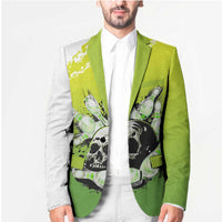 Personalized Skull Bowling Blazer with Neon Green Strike Design - Edgy Bowler Style - Wonder Print Shop