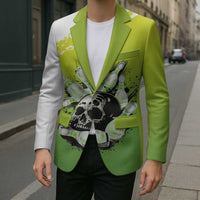 Personalized Skull Bowling Blazer with Neon Green Strike Design - Edgy Bowler Style - Wonder Print Shop