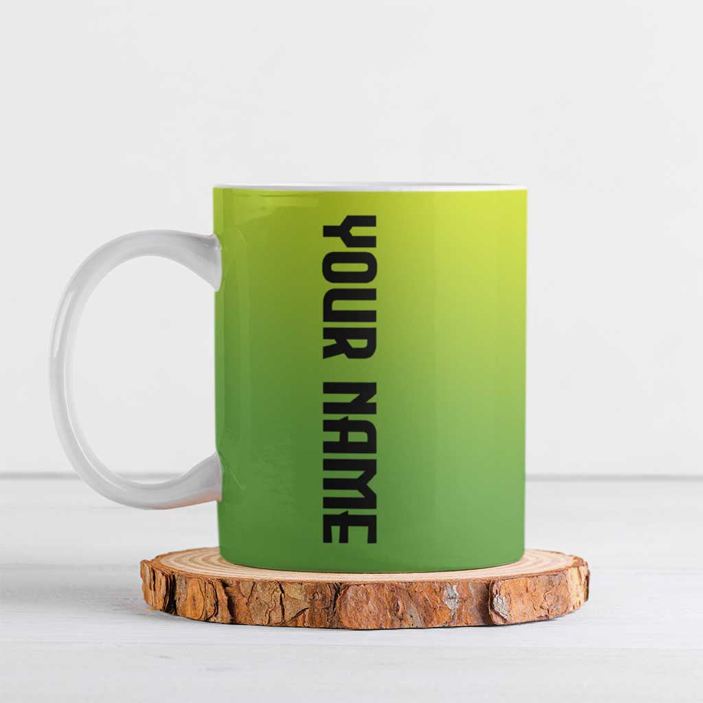 Personalized Skull Bowling Ceramic Mug with Neon Green Strike Design - Edgy Bowler Style - Wonder Print Shop