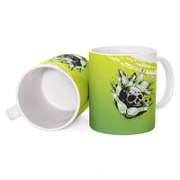 Personalized Skull Bowling Ceramic Mug with Neon Green Strike Design - Edgy Bowler Style - Wonder Print Shop