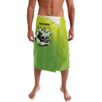 Personalized Skull Bowling Lavalava with Neon Green Strike Design - Edgy Bowler Style - Wonder Print Shop