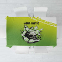 Personalized Skull Bowling Tablecloth with Neon Green Strike Design - Edgy Bowler Style - Wonder Print Shop