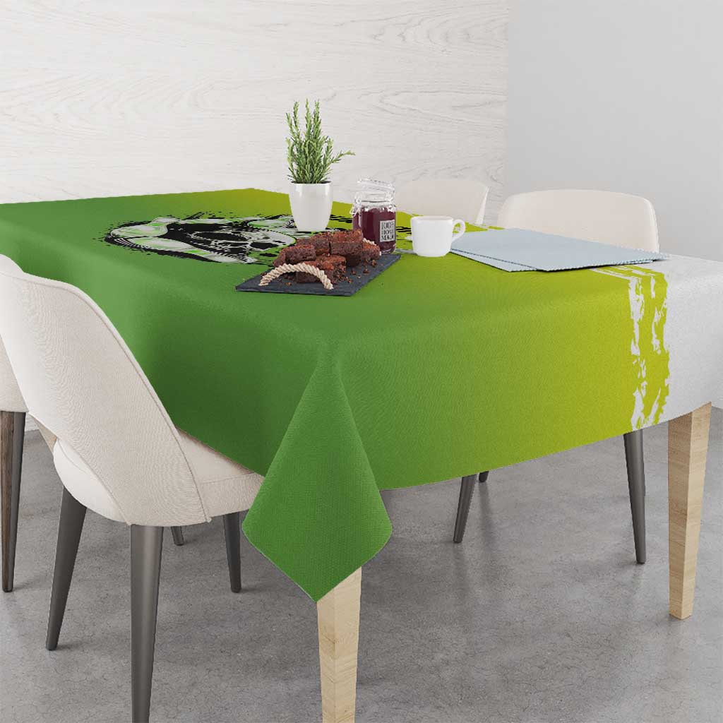 Personalized Skull Bowling Tablecloth with Neon Green Strike Design - Edgy Bowler Style - Wonder Print Shop