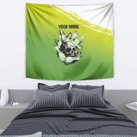 Personalized Skull Bowling Tapestry with Neon Green Strike Design - Edgy Bowler Style - Wonder Print Shop