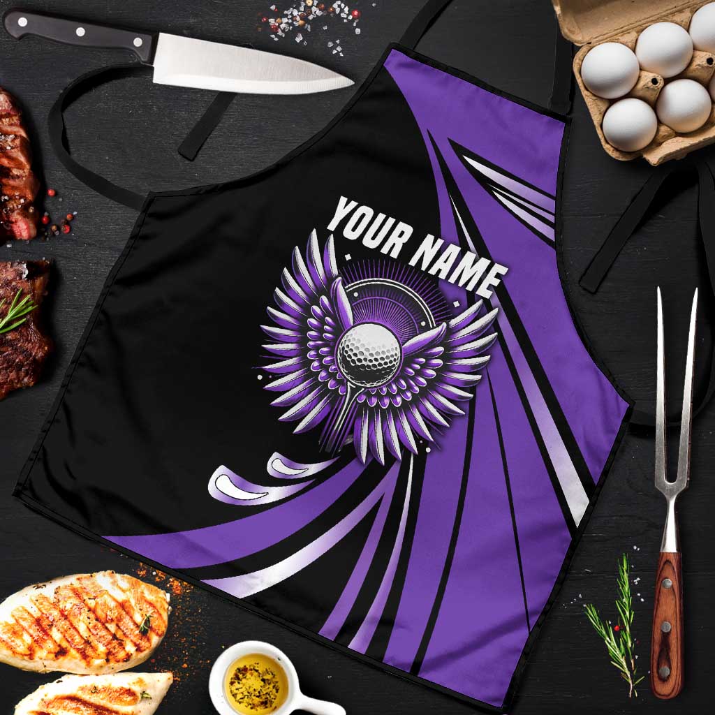 Personalized Purple Winged Golf Ball Apron Bold Golf Graphic Design - Wonder Print Shop