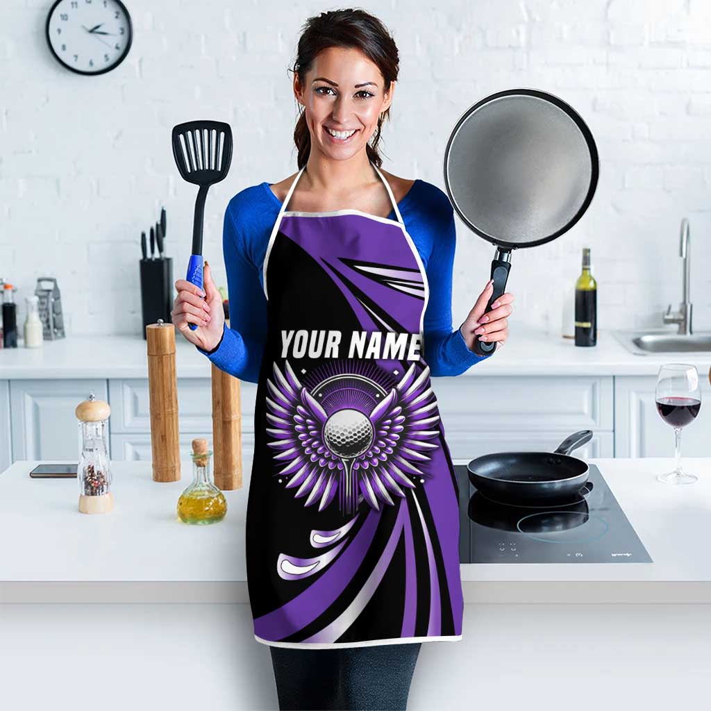 Personalized Purple Winged Golf Ball Apron Bold Golf Graphic Design - Wonder Print Shop