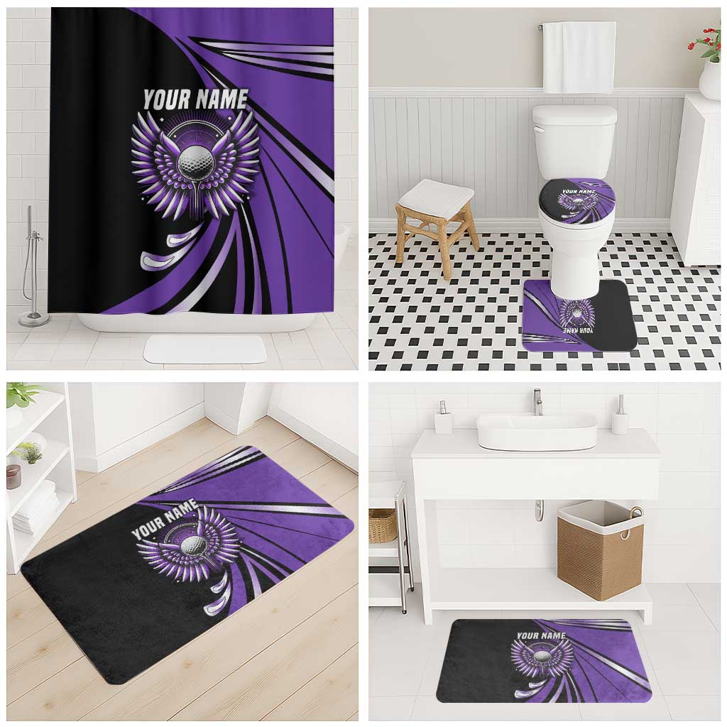 Personalized Purple Winged Golf Ball Bathroom Set Bold Golf Graphic Design - Wonder Print Shop