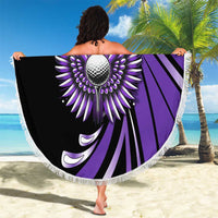 Personalized Purple Winged Golf Ball Beach Blanket Bold Golf Graphic Design - Wonder Print Shop
