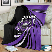 Personalized Purple Winged Golf Ball Blanket Bold Golf Graphic Design - Wonder Print Shop