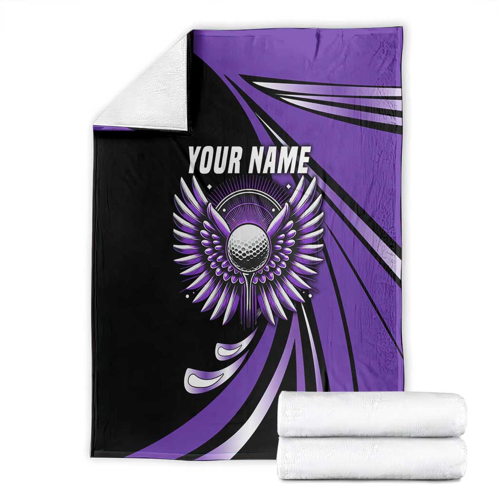 Personalized Purple Winged Golf Ball Blanket Bold Golf Graphic Design - Wonder Print Shop