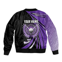 Personalized Purple Winged Golf Ball Bomber Jacket Bold Golf Graphic Design - Wonder Print Shop