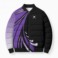 Personalized Purple Winged Golf Ball Bomber Puffer Jacket Bold Golf Graphic Design - Wonder Print Shop