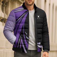 Personalized Purple Winged Golf Ball Bomber Puffer Jacket Bold Golf Graphic Design - Wonder Print Shop
