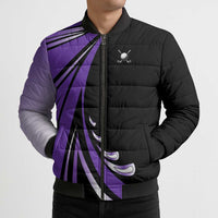 Personalized Purple Winged Golf Ball Bomber Puffer Jacket Bold Golf Graphic Design - Wonder Print Shop