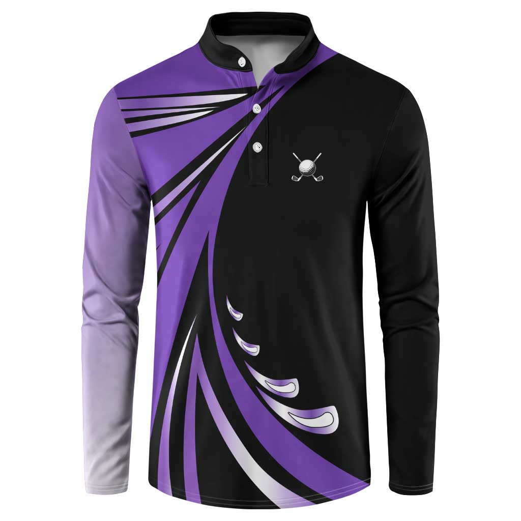 Personalized Purple Winged Golf Ball Button Sweatshirt Bold Golf Graphic Design - Wonder Print Shop