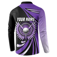 Personalized Purple Winged Golf Ball Button Sweatshirt Bold Golf Graphic Design - Wonder Print Shop