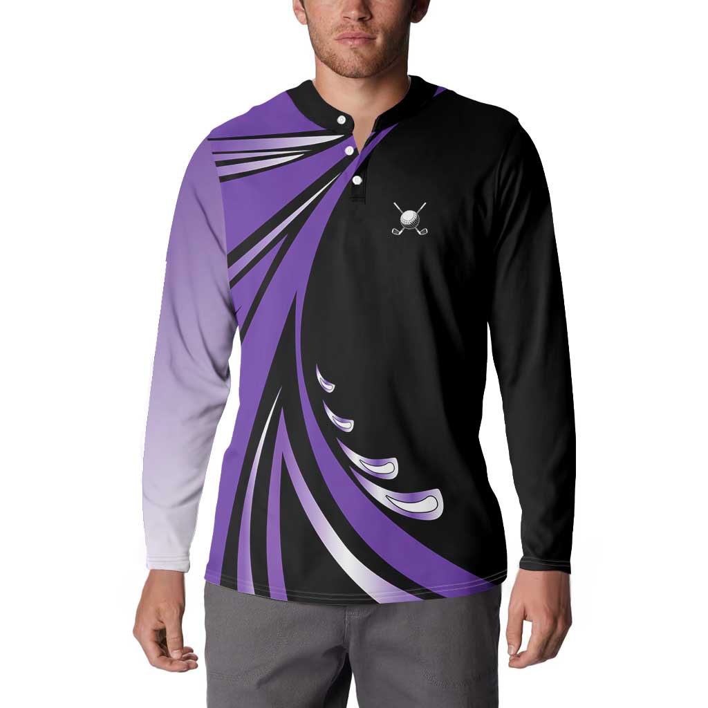 Personalized Purple Winged Golf Ball Button Sweatshirt Bold Golf Graphic Design - Wonder Print Shop
