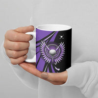 Personalized Purple Winged Golf Ball Ceramic Mug Bold Golf Graphic Design - Wonder Print Shop