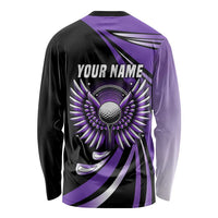 Personalized Purple Winged Golf Ball Long Sleeve Shirt Bold Golf Graphic Design - Wonder Print Shop