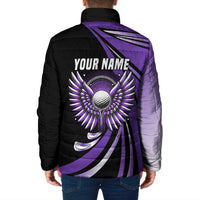 Personalized Purple Winged Golf Ball Padded Jacket Bold Golf Graphic Design - Wonder Print Shop
