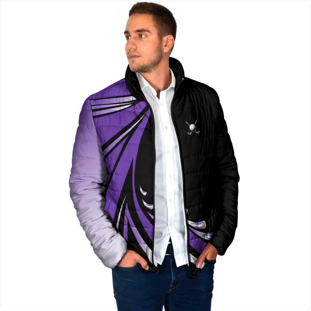 Personalized Purple Winged Golf Ball Padded Jacket Bold Golf Graphic Design - Wonder Print Shop