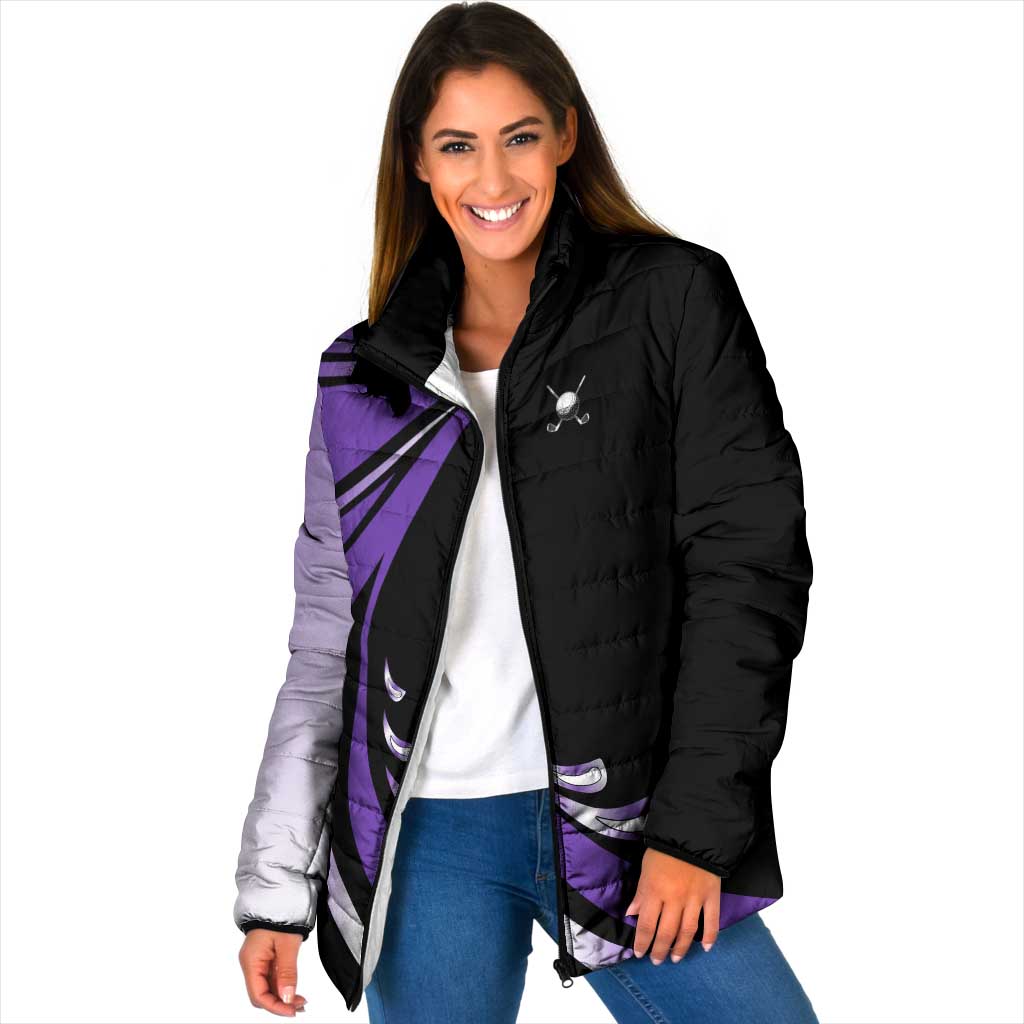 Personalized Purple Winged Golf Ball Padded Jacket Bold Golf Graphic Design - Wonder Print Shop
