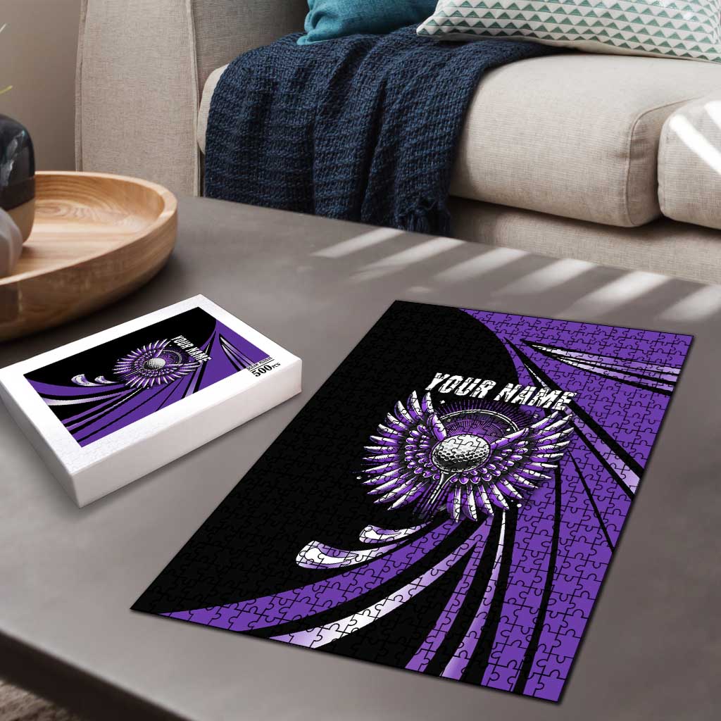 Personalized Purple Winged Golf Ball Puzzle Bold Golf Graphic Design - Wonder Print Shop