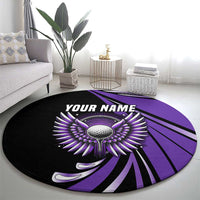 Personalized Purple Winged Golf Ball Round Carpet Bold Golf Graphic Design - Wonder Print Shop