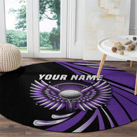 Personalized Purple Winged Golf Ball Round Carpet Bold Golf Graphic Design - Wonder Print Shop