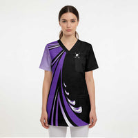 Personalized Purple Winged Golf Ball Scrub Top Bold Golf Graphic Design - Wonder Print Shop