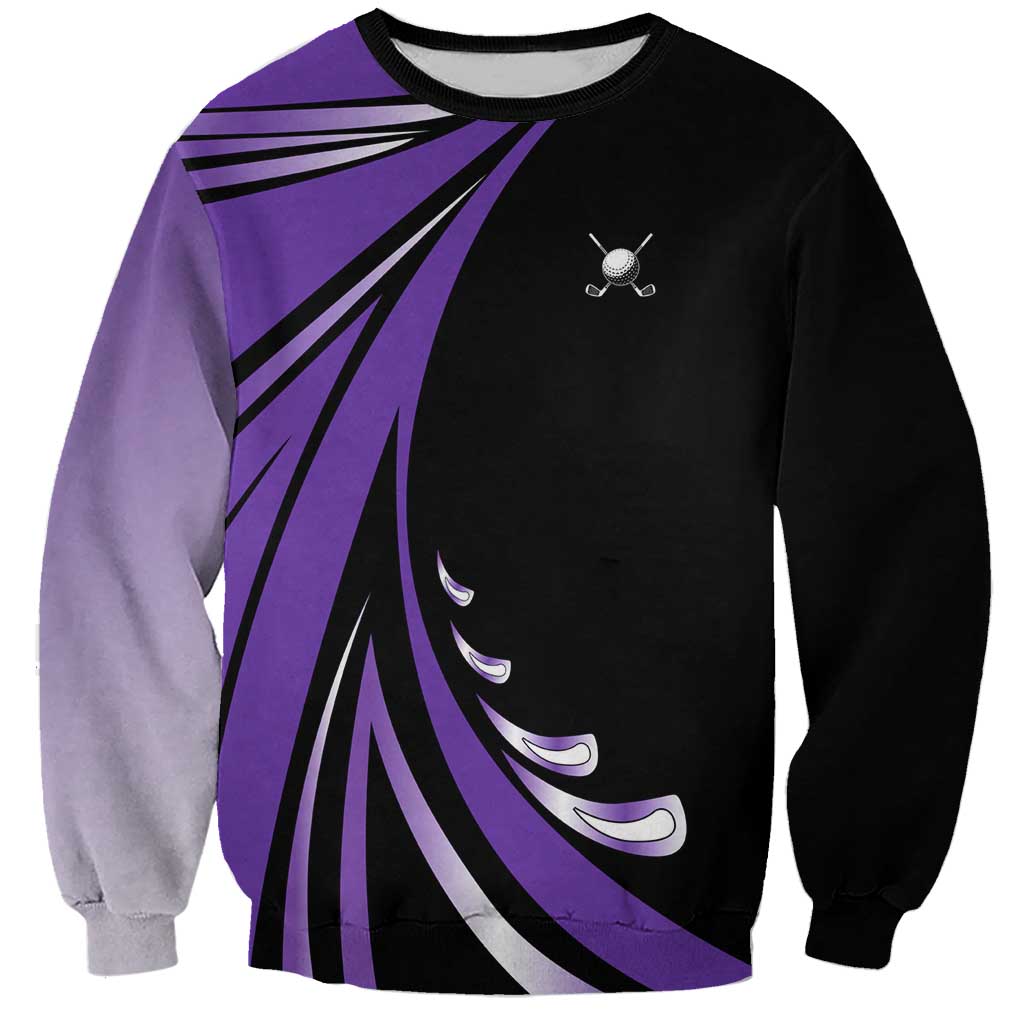 Personalized Purple Winged Golf Ball Sweatshirt Bold Golf Graphic Design - Wonder Print Shop
