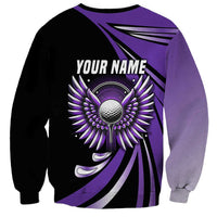Personalized Purple Winged Golf Ball Sweatshirt Bold Golf Graphic Design - Wonder Print Shop