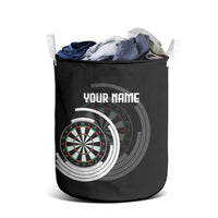 Personalized Black and White Dartboard Laundry Basket Bullseye Target Design for Dart Players - Wonder Print Shop