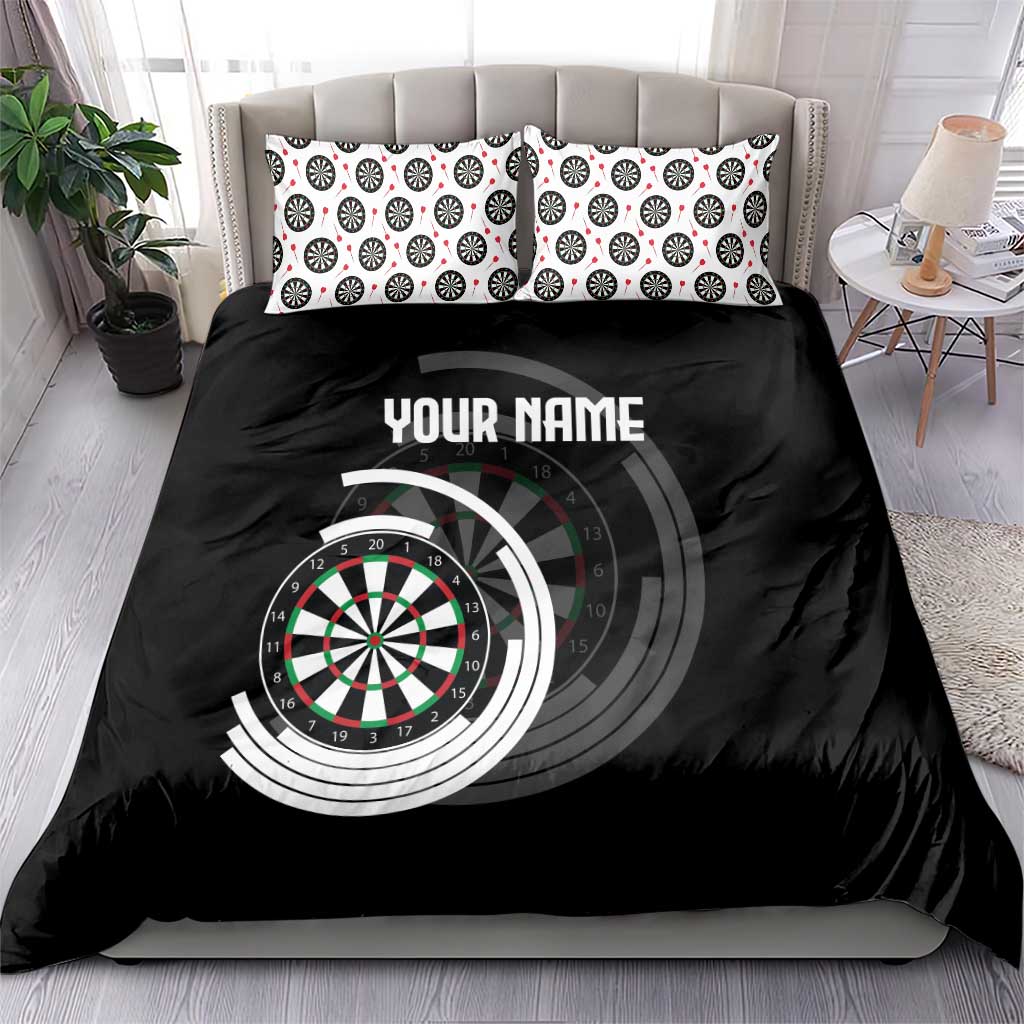 Personalized Black and White Dartboard Bedding Set Bullseye Target Design for Dart Players - Wonder Print Shop
