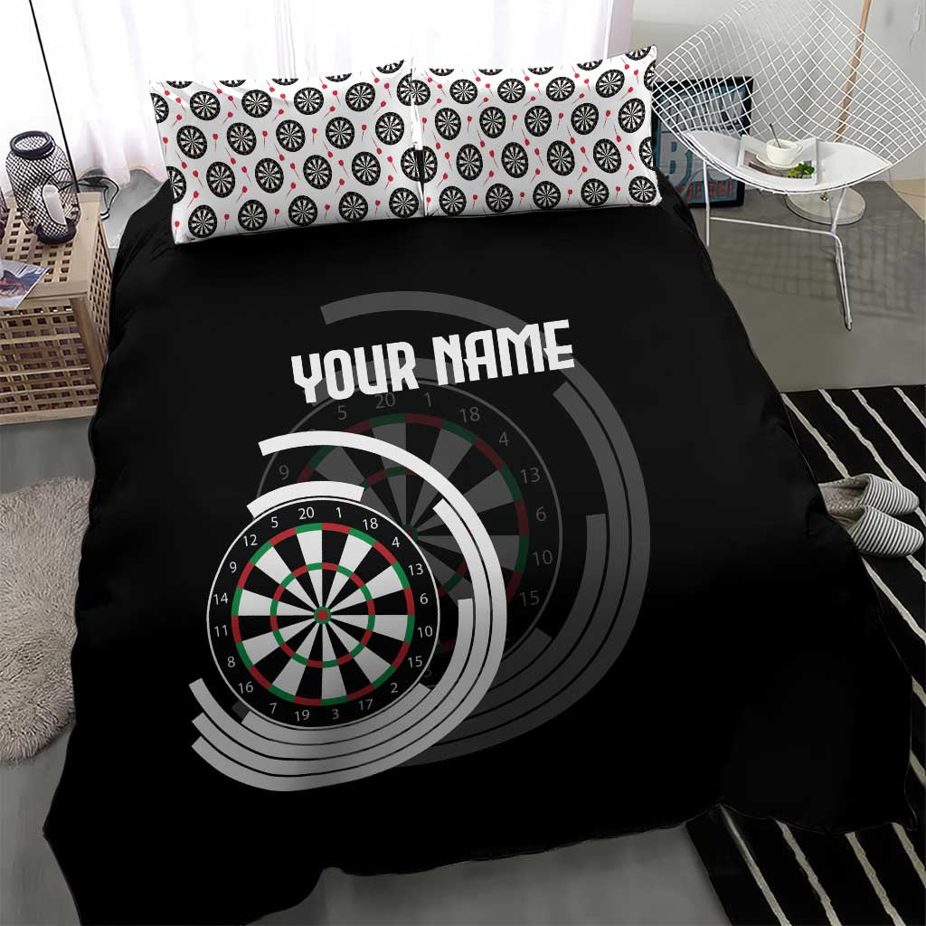 Personalized Black and White Dartboard Bedding Set Bullseye Target Design for Dart Players - Wonder Print Shop