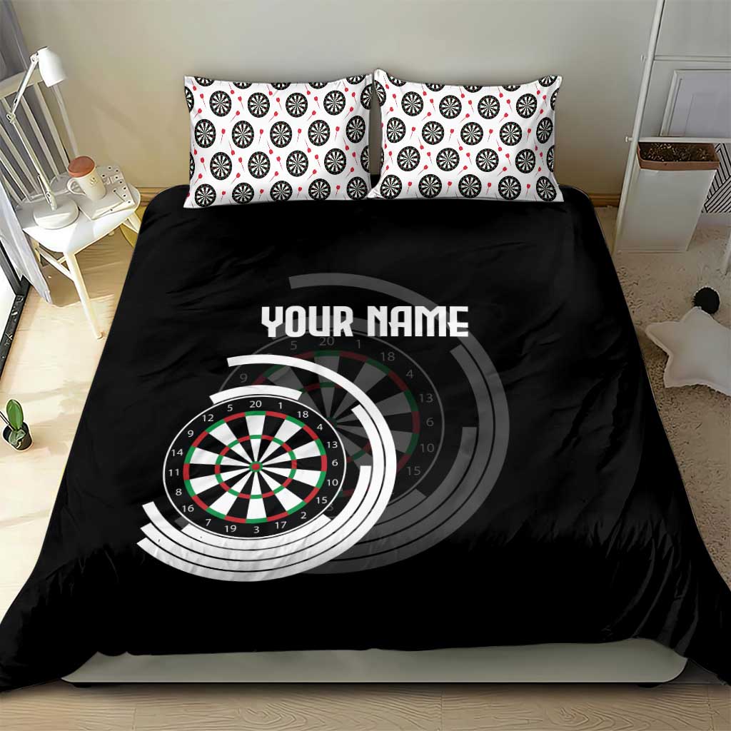 Personalized Black and White Dartboard Bedding Set Bullseye Target Design for Dart Players - Wonder Print Shop