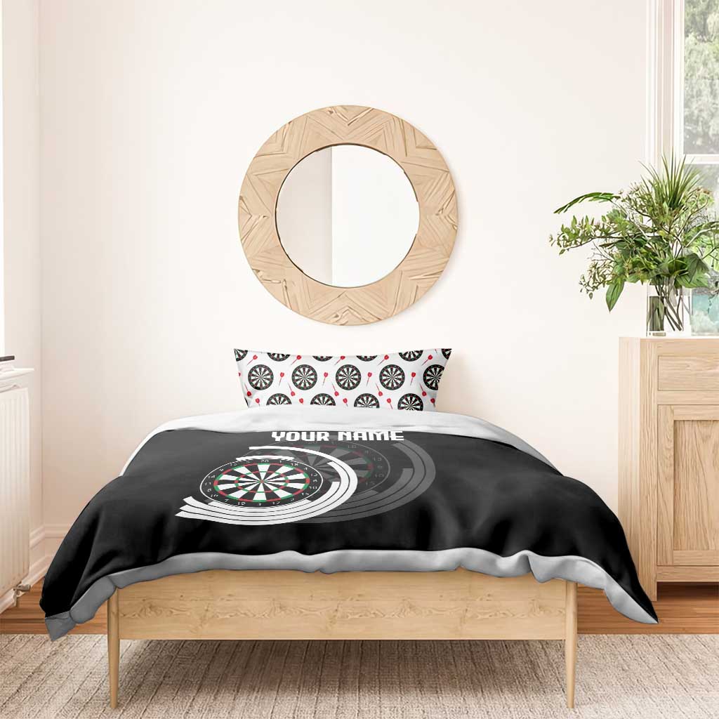 Personalized Black and White Dartboard Bedding Set Bullseye Target Design for Dart Players - Wonder Print Shop