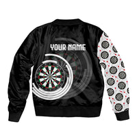 Personalized Black and White Dartboard Bomber Jacket Bullseye Target Design for Dart Players - Wonder Print Shop