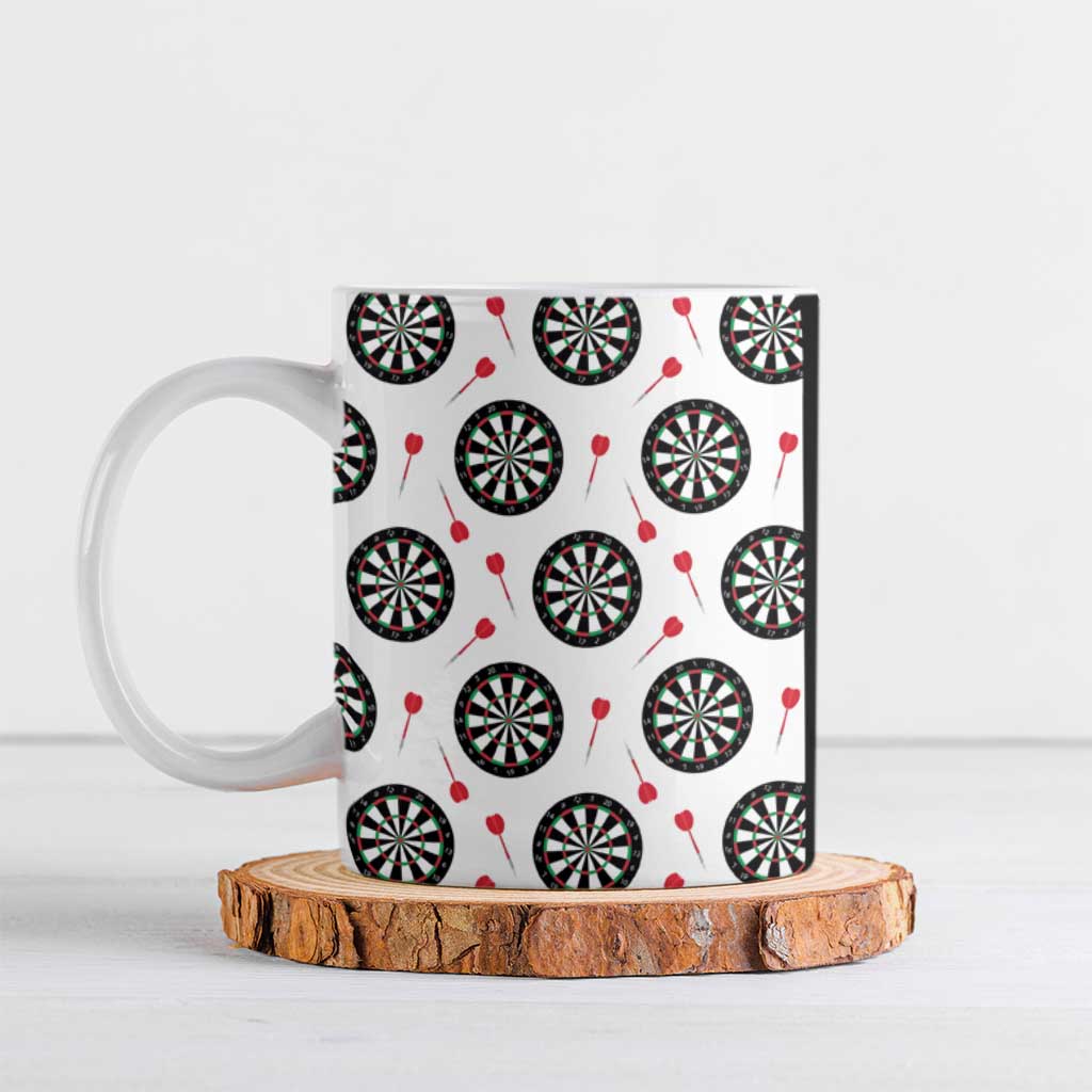 Personalized Black and White Dartboard Ceramic Mug Bullseye Target Design for Dart Players - Wonder Print Shop