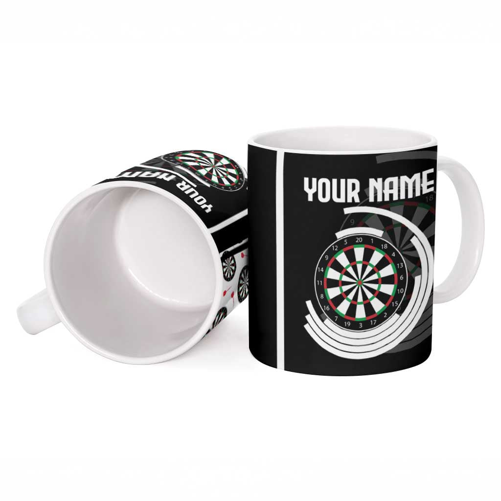 Personalized Black and White Dartboard Ceramic Mug Bullseye Target Design for Dart Players - Wonder Print Shop