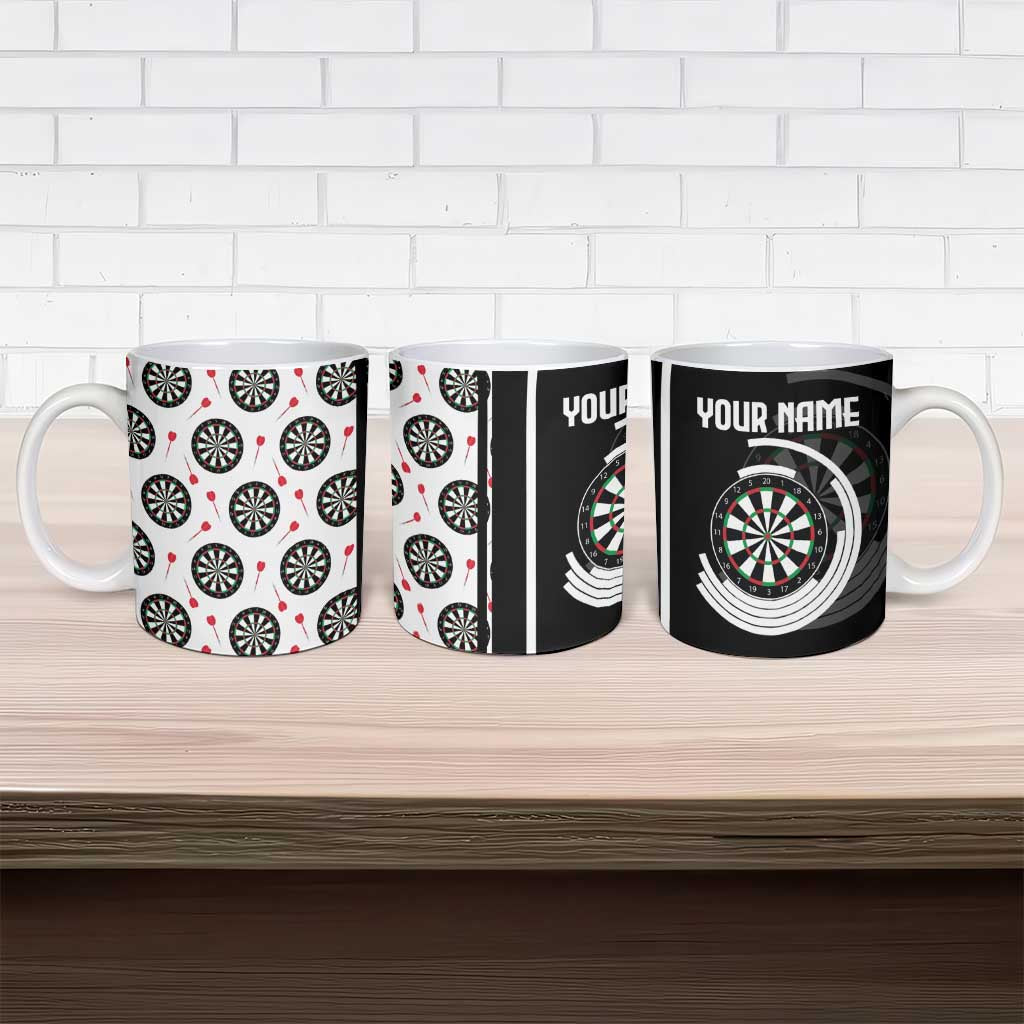 Personalized Black and White Dartboard Ceramic Mug Bullseye Target Design for Dart Players - Wonder Print Shop