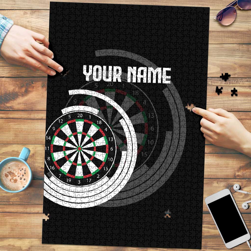 Personalized Black and White Dartboard Puzzle Bullseye Target Design for Dart Players - Wonder Print Shop