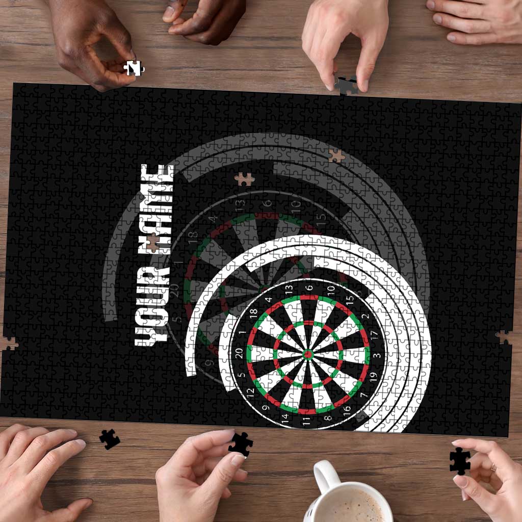 Personalized Black and White Dartboard Puzzle Bullseye Target Design for Dart Players - Wonder Print Shop