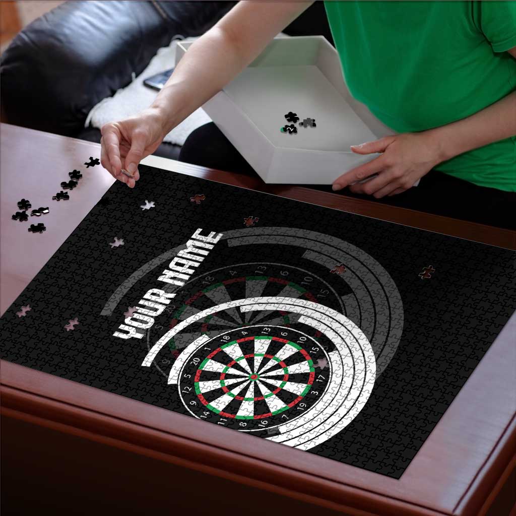 Personalized Black and White Dartboard Puzzle Bullseye Target Design for Dart Players - Wonder Print Shop