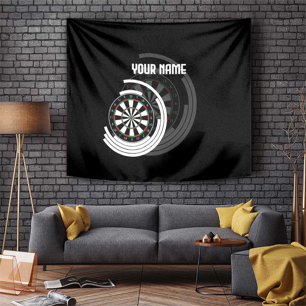 Personalized Black and White Dartboard Tapestry Bullseye Target Design for Dart Players - Wonder Print Shop
