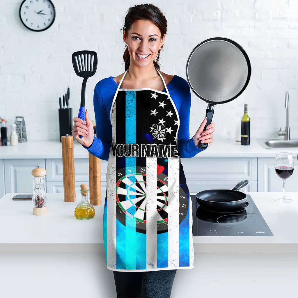 Personalized Blue Flame American Flag Dart Apron Patriotic Dartboard Design - Wonder Print Shop