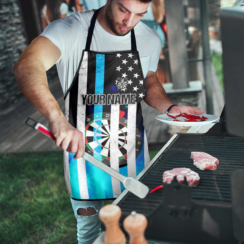 Personalized Blue Flame American Flag Dart Apron Patriotic Dartboard Design - Wonder Print Shop